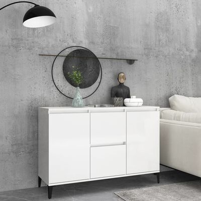 vidaXL Buffet blanc brillant 104x35x70 cm bois d'ingénierie