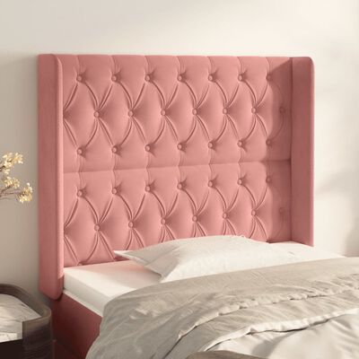 vidaXL Tête de lit avec oreilles Rose 103x16x118/128 cm Velours