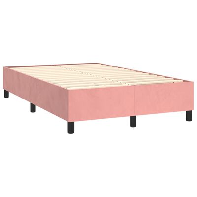 vidaXL Sommier à lattes de lit avec matelas Rose 120x200 cm Velours