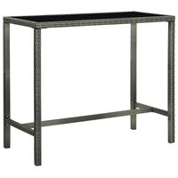 vidaXL Table bar de jardin Gris 130x60x110 cm Résine tressée et verre