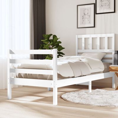 vidaXL Cadre de lit sans matelas blanc 75x190 cm bois massif