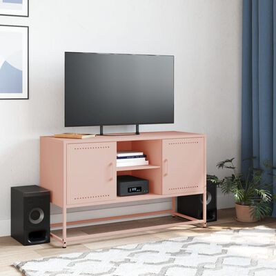 vidaXL Meuble TV rose 100,5x39x60,5 cm acier