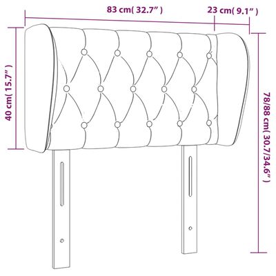 vidaXL Tête de lit avec oreilles Gris foncé 83x23x78/88 cm Velours