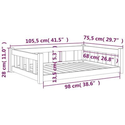 vidaXL Lit pour chien blanc 105,5x75,5x28 cm bois de pin solide