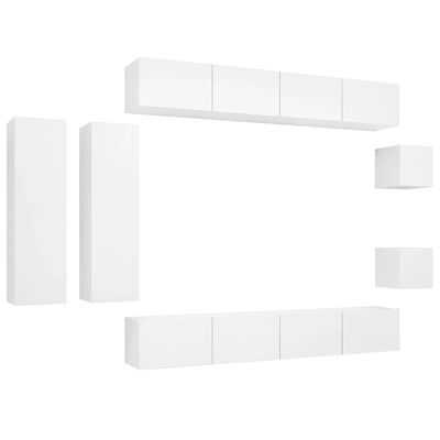 vidaXL Ensemble de meubles TV 8 pcs Blanc Bois d'ingénierie