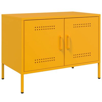 vidaXL Meuble TV jaune moutarde 68x39x50,5 cm acier