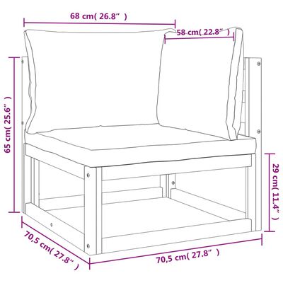 vidaXL Salon de jardin 7 pcs avec coussins vert bois massif