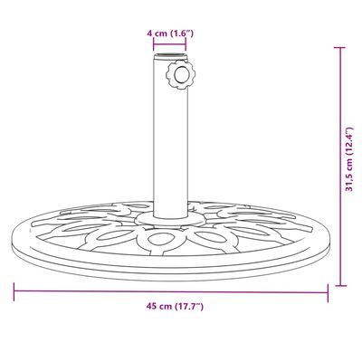 vidaXL Base de parasol pour mâts Ø38 / 48 mm 12 kg rond