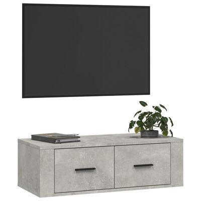 vidaXL Meuble TV suspendu Gris béton 80x36x25 cm Bois d'ingénierie