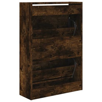 vidaXL Armoire à chaussures chêne fumé 60x21x87,5 cm bois d'ingénierie