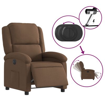 vidaXL Fauteuil inclinable électrique Marron Tissu