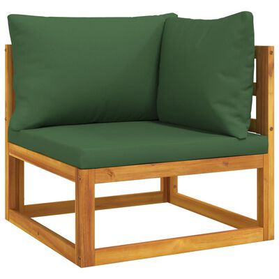 vidaXL Salon de jardin 5 pcs avec coussins vert bois massif