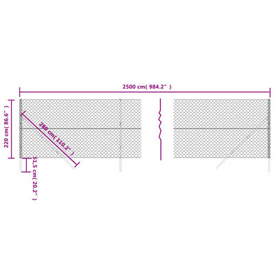 vidaXL Clôture en mailles de chaîne vert 2,2x25 m