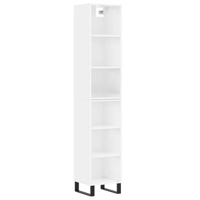 vidaXL Buffet haut Blanc brillant 34,5x32,5x180 cm Bois d'ingénierie