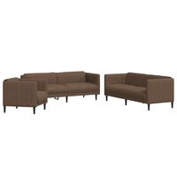 vidaXL Ensemble de canapés 3 pcs marron tissu