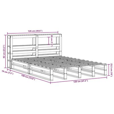 vidaXL Cadre de lit sans matelas blanc 120x190 cm bois de pin massif