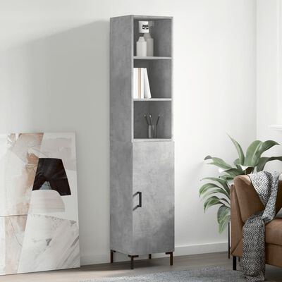 vidaXL Buffet haut Gris béton 34,5x34x180 cm Bois d'ingénierie