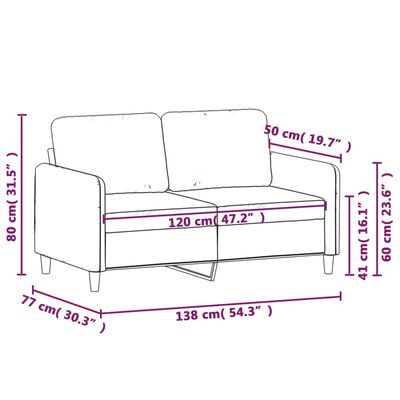 vidaXL Canapé à 2 places Jaune 120 cm Velours