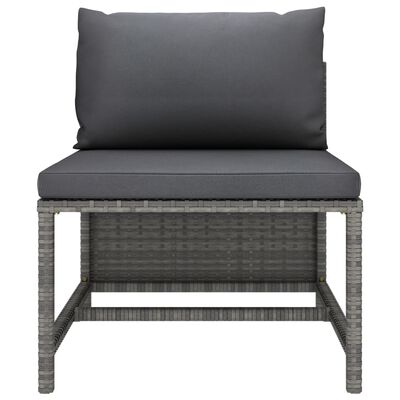 vidaXL Salon de jardin 7 pcs avec coussins Résine tressée Gris