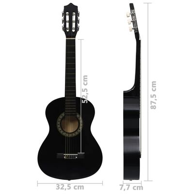 vidaXL Guitare classique de débutants et enfants Noir 1/2 34"