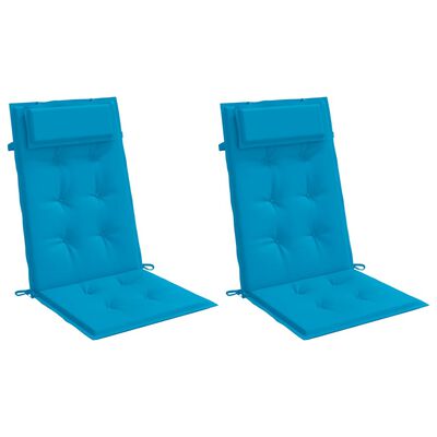 vidaXL Coussins de chaise à dossier haut lot de 2 bleu clair