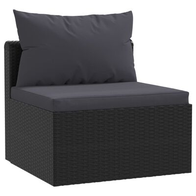 vidaXL Salon de jardin 7 pcs avec coussins Résine tressée Noir