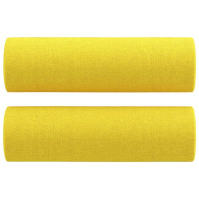 vidaXL Ensemble de canapés 3 pcs avec coussins jaune clair tissu