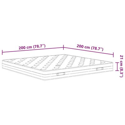 vidaXL Matelas à ressorts bonnell moyen 200x200 cm