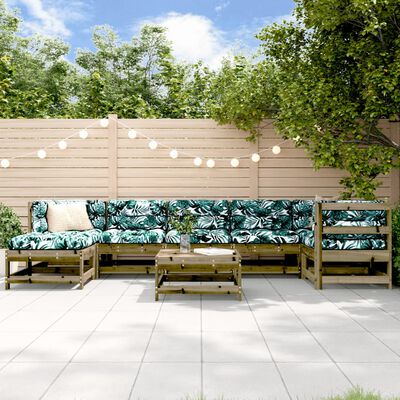 vidaXL Salon de jardin 8 pcs avec coussins bois de pin imprégné