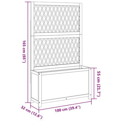 vidaXL Jardinière avec treillis 100x32x165 cm bois massif d'acacia