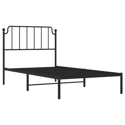 vidaXL Cadre de lit métal sans matelas avec tête de lit noir 100x190cm