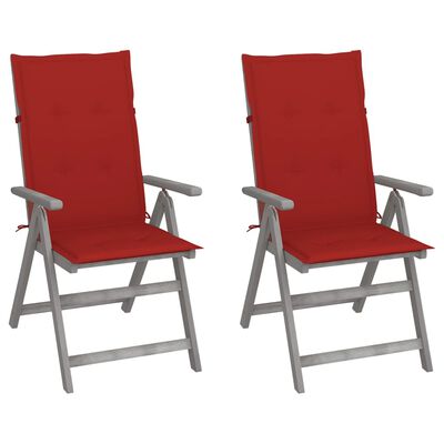 vidaXL Chaises inclinables de jardin lot de 2 et coussins Bois acacia