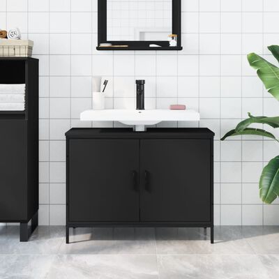 vidaXL Armoire lavabo de salle de bain noir 80x30x60 cm