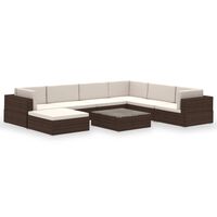 vidaXL Salon de jardin 8 pcs avec coussins Résine tressée Marron