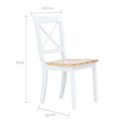 vidaXL Chaises à manger lot de 2 blanc et bois clair bois hévéa massif