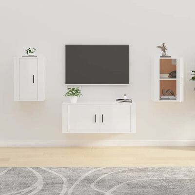 vidaXL Meubles TV muraux 2 pcs Blanc brillant 40x34,5x60 cm