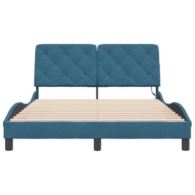 vidaXL Cadre de lit avec LED sans matelas bleu 140x190 cm velours