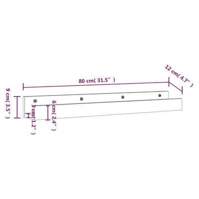 vidaXL Étagères murales 2 pcs Gris 80x12x9 cm Bois de pin massif