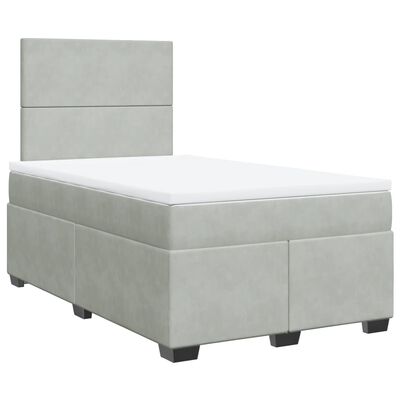 vidaXL Sommier à lattes de lit et matelas gris clair 120x190cm velours