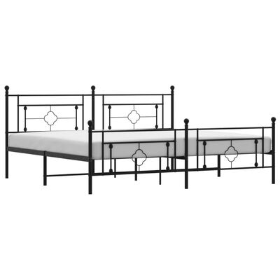 vidaXL Cadre de lit métal sans matelas avec pied de lit noir 200x200cm