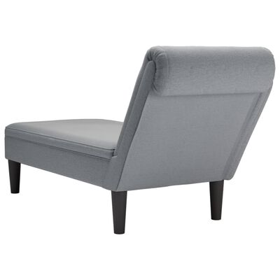 vidaXL Fauteuil long avec coussin et accoudoir droit gris clair tissu