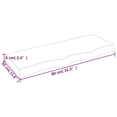 vidaXL Comptoir de salle de bain 80x30x(2-6) cm bois massif non traité