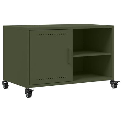 vidaXL Meuble TV vert olive 68x39x43,5 cm acier