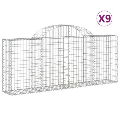 vidaXL Paniers à gabions arqués 9 pcs 200x30x80/100 cm Fer galvanisé