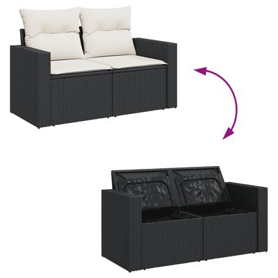 vidaXL Salon de jardin 10 pcs avec coussins noir résine tressée