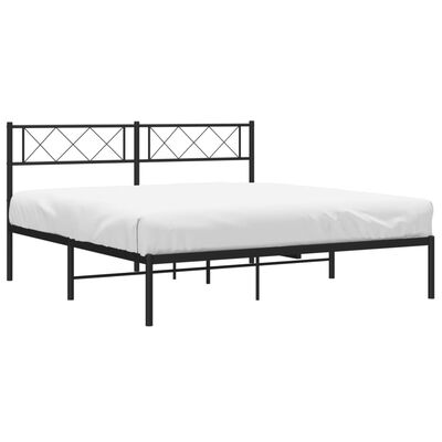 vidaXL Cadre de lit métal sans matelas avec tête de lit noir 120x200cm