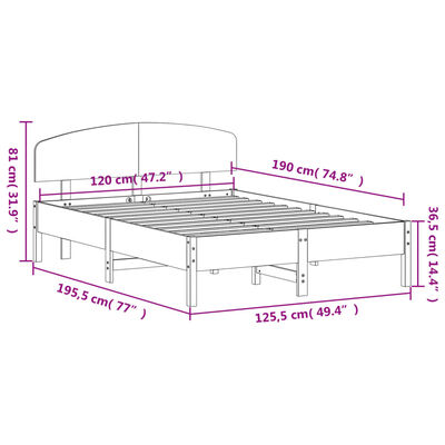 vidaXL Cadre de lit sans matelas blanc 120x190 cm bois de pin massif