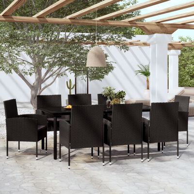 vidaXL Ensemble à manger de jardin 9 pcs Noir