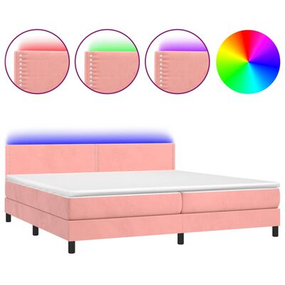 vidaXL Sommier à lattes de lit avec matelas et LED Rose 200x200 cm