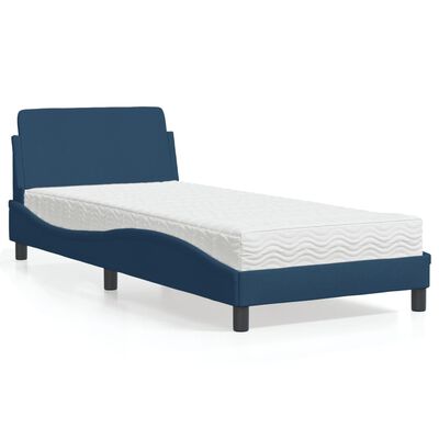 vidaXL Lit avec matelas bleu 90x190 cm tissu